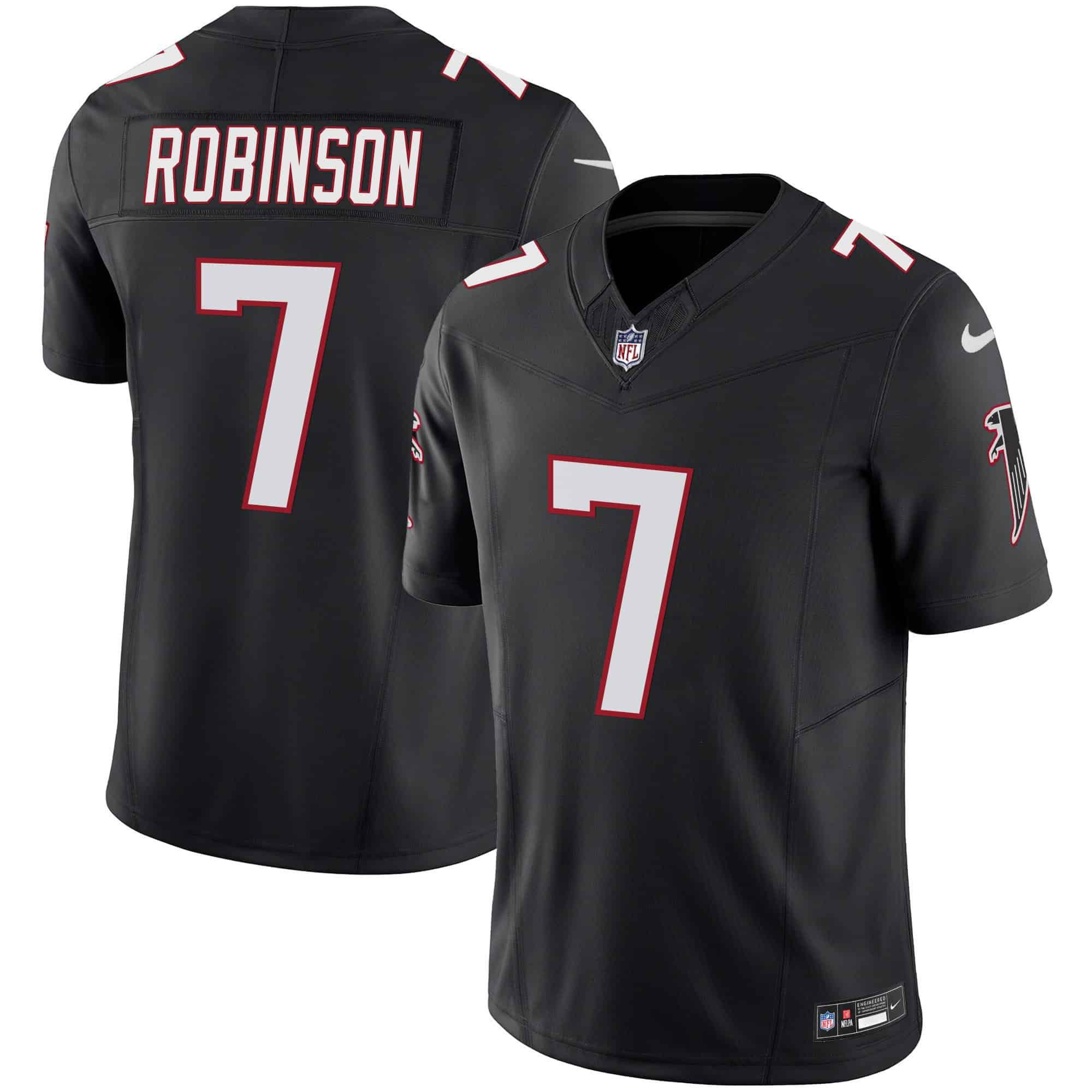 Men Atlanta Falcons #7 Robinson Black 2024 Nike Vapor Limited NFL Jersey style 1